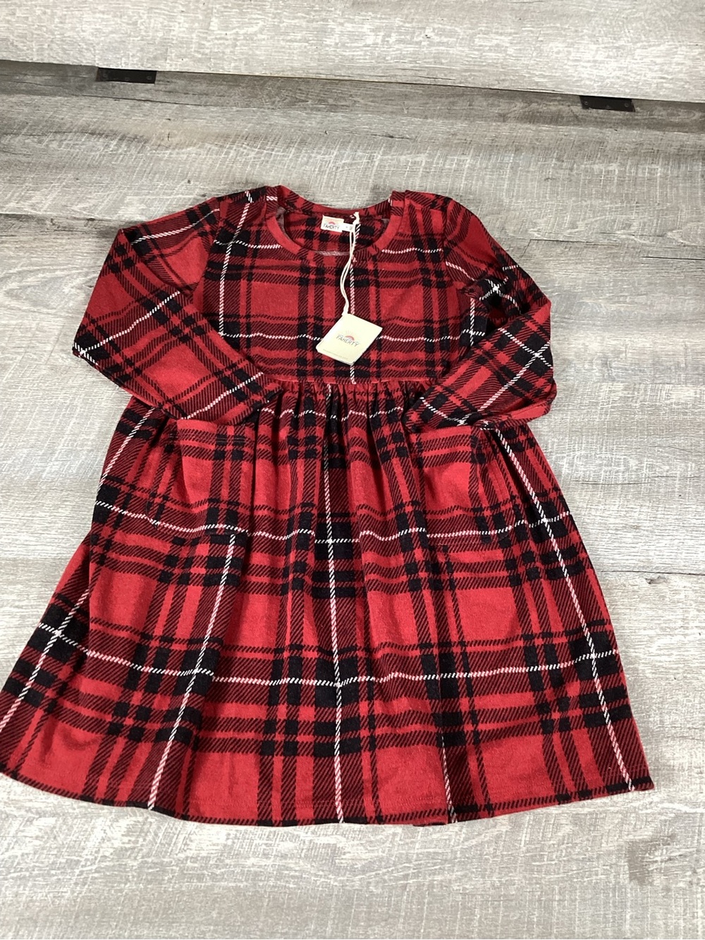 Faherty Kids Legend Sweater Dress Red Plaid Long Sleeve Size 10 NWT